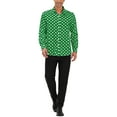thumbnail image 2 of Camisa de Hombre INSPIRE CHIC con Patrón de Lunares, Cuello de Punta, Manga Larga, Botones, 46 Verde Oscuro, 2 of 7
