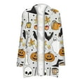 thumbnail image 4 of WREESH Mode Femmes Halloween Animal Chat Citrouille Imprimé Cardigan Manteau Blouse d'Automne, 4 of 5