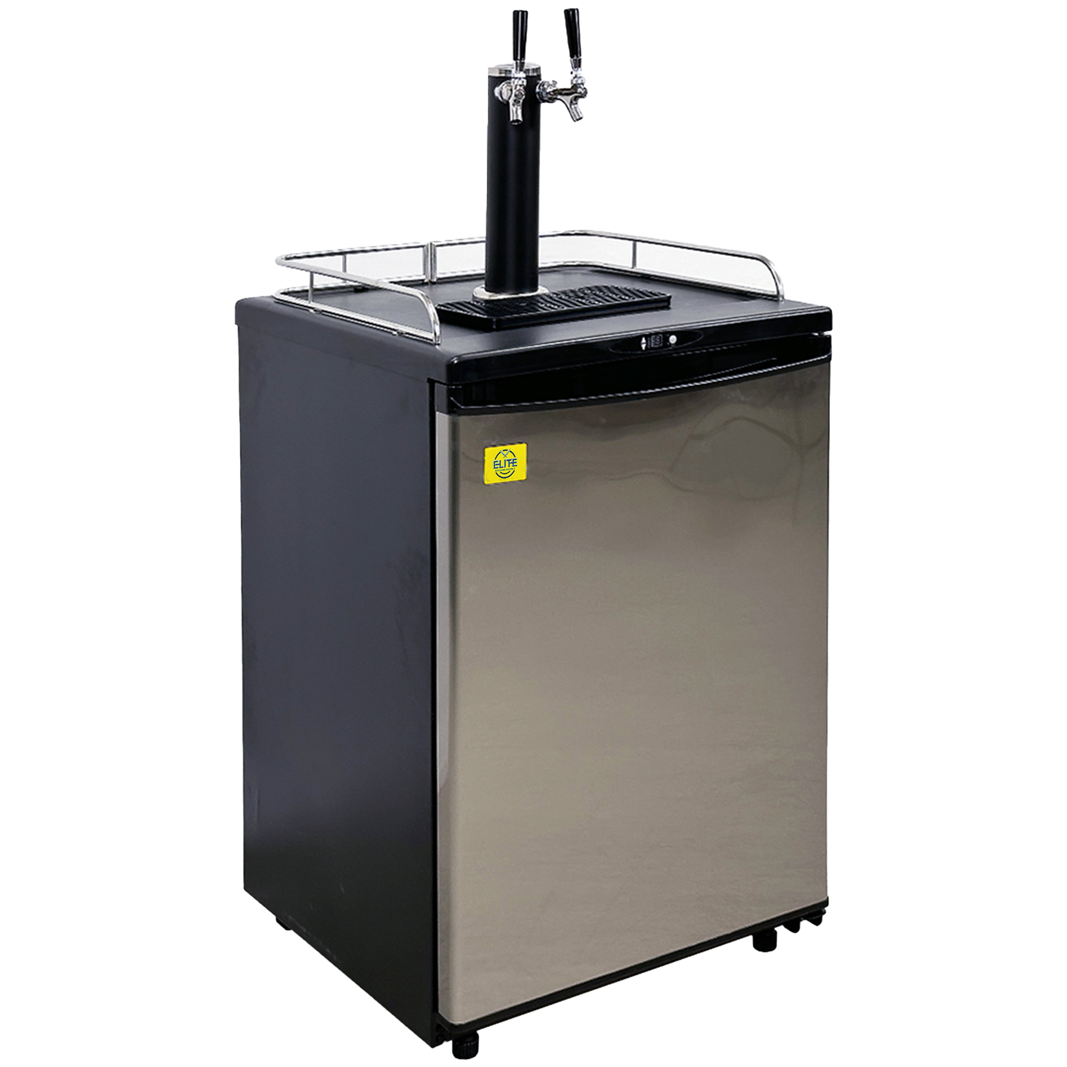 NSF 2 Tap 24 in. Beer Keg Dispenser, Kegerator Draft Beer Dispenser Refrigerator Dual Tap 6 Cu.Ft