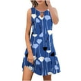 thumbnail image 1 of Mefallenssiah Femmes Robe Sans Manches Col Rond Femmes Mode Imprimé Décontracté Col Rond Sans Manches Robe Longue, 1 of 4