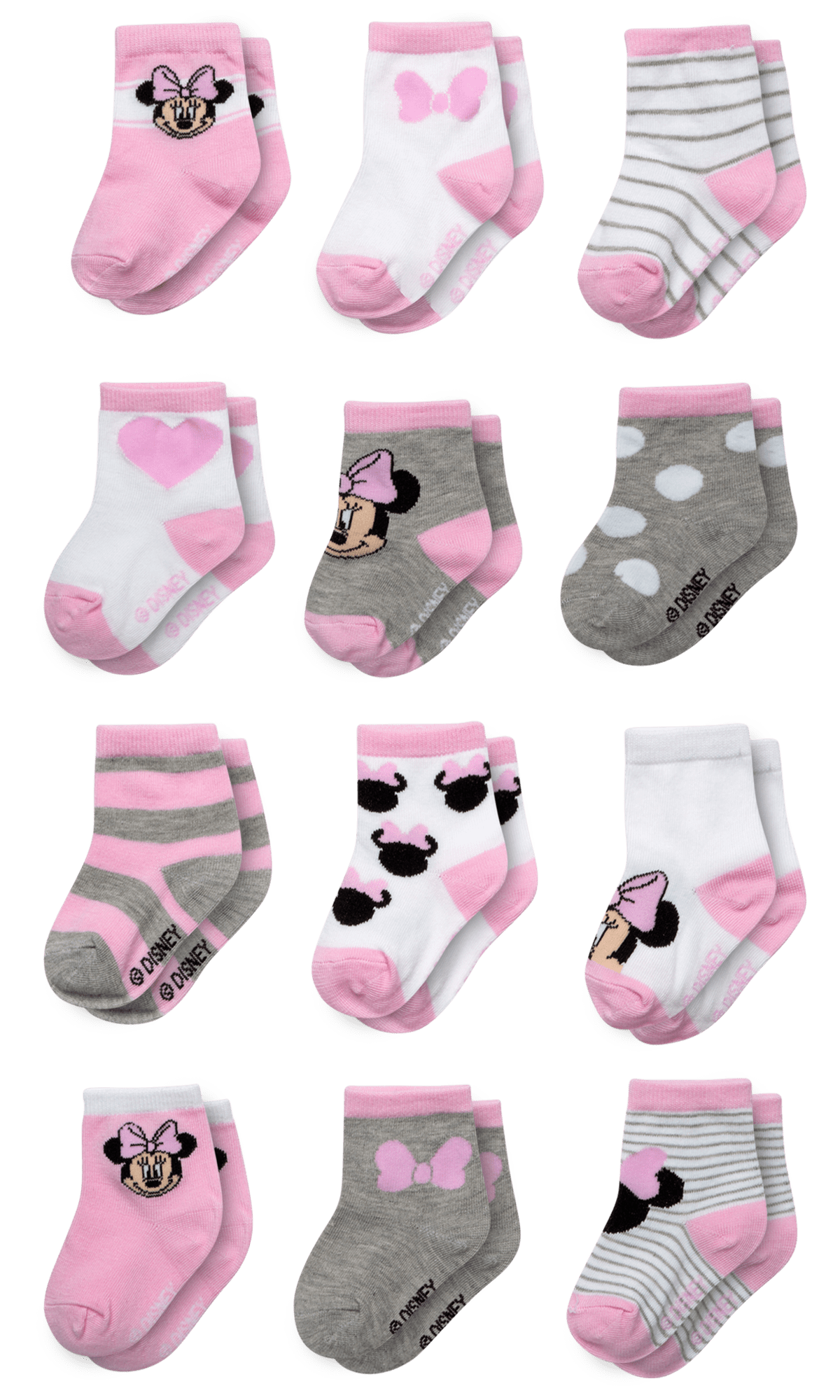Disney Baby Girls' Socks 12 Pack Minnie Mouse, Daisy, Princess Socks