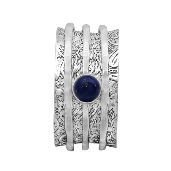 Mooneye 5mm Round Lapis lazuli 925 Sterling Silver Meditation Anxiety Men Women Spinner Ring