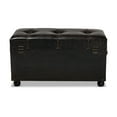 thumbnail image 6 of Baxton Studio Callum Modern Transitional Distressed Dark Brown Faux Leather Upholstered 2-Drawer Storage Trunk Ottoman, 6 of 13