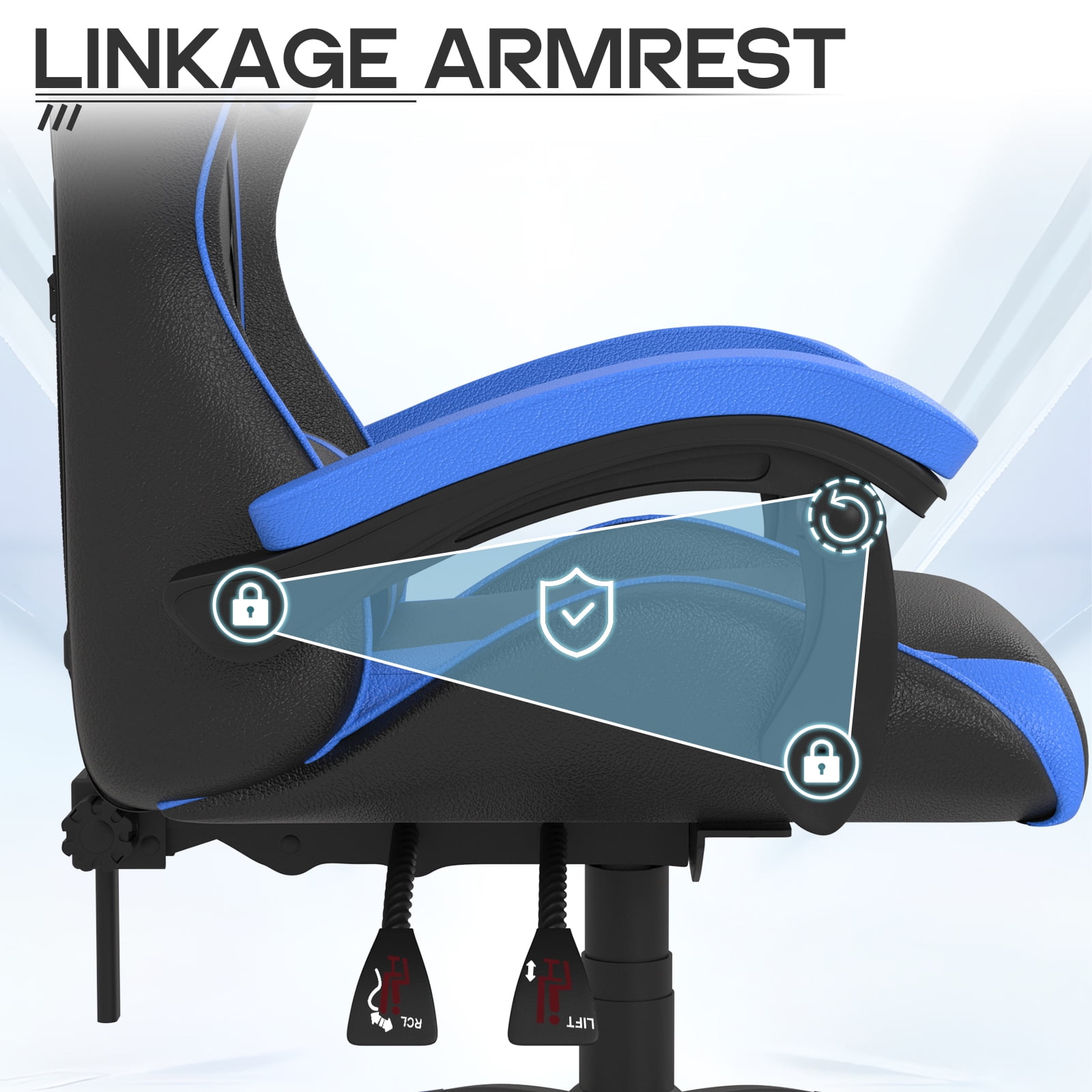 Bigzzia High-Back Gaming Chair PC Office Chair Computer Racing Chair PU Desk Task Chair Ergonomic Executive Swivel Rolling Chair with Lumbar Support for Back Pain Women, Men (Blue)
