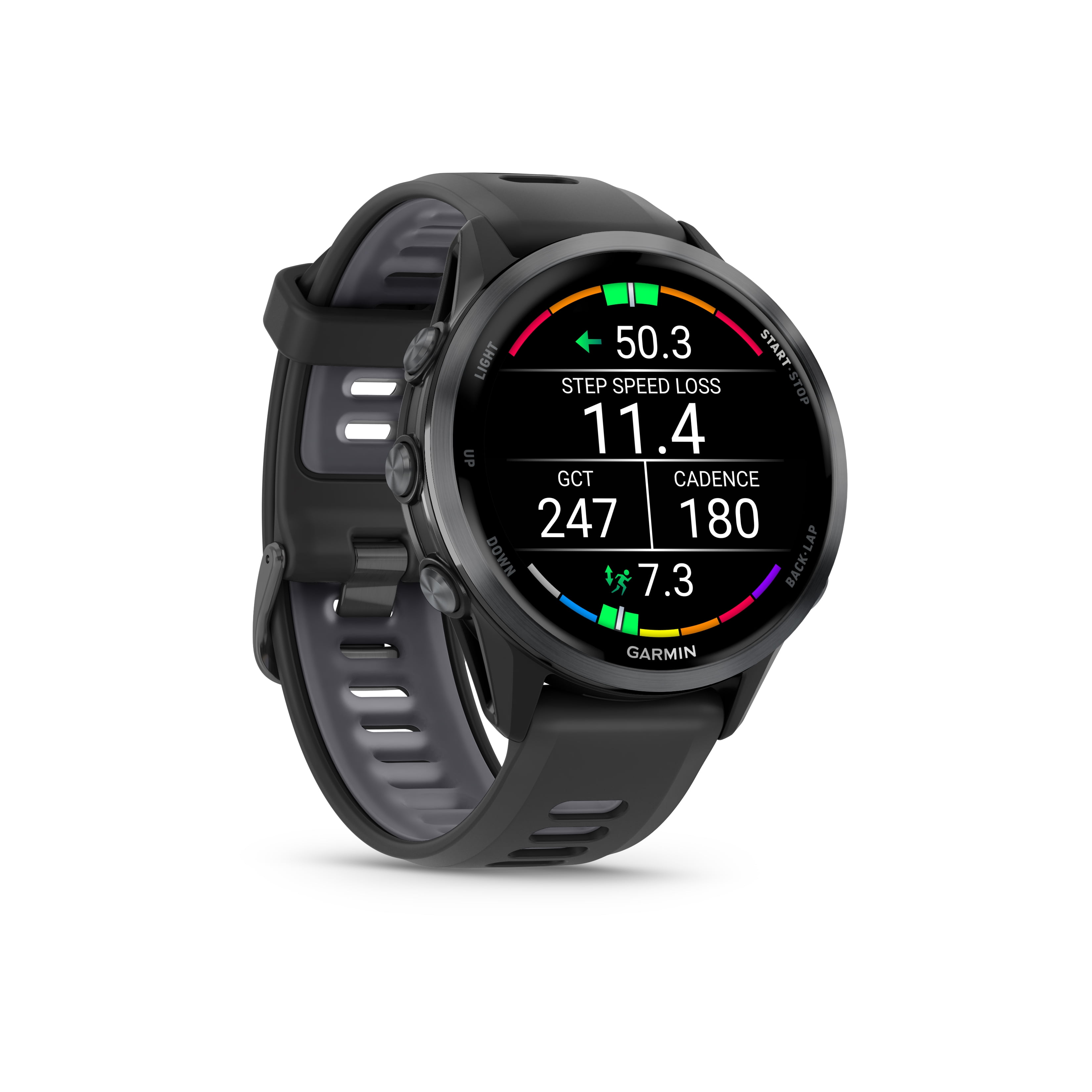 Garmin Forerunner® 970 GPS Smartwatch - Carbon Grey DLC Titanium with Black Case and Black/Translucent Whitestone Band
