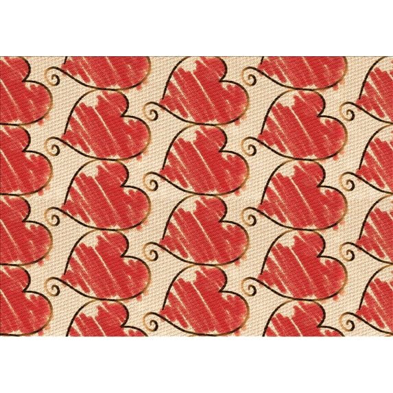 Ahgly Company Indoor Rectangle Patterned Love Red Area Rugs, 2' x 5'