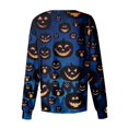 thumbnail image 3 of DENGDENG Halloween Women Scrub Jacket Snap Front Pumpkin Bats Printed Workwear Nursing Uniform with Pockets Button Down Long Sleeve Halloween Scrubs Graphic Fall Jackets 2024 Dark Blue XXXL, 3 of 4