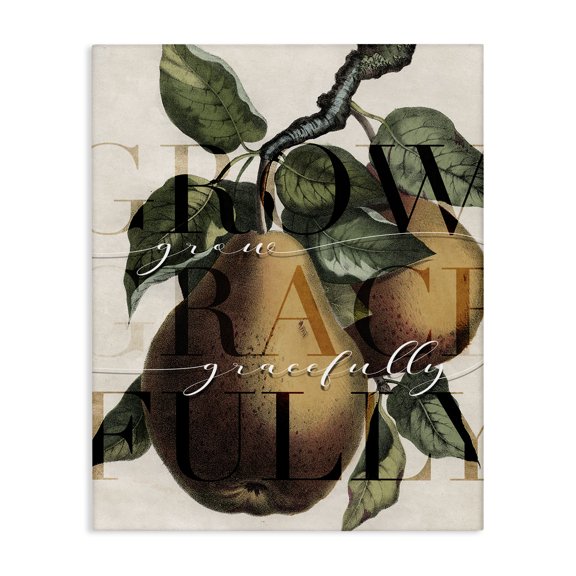 Stupell Industries Victorian Grow Gracefully Phrase Vintage Yellow Pear Tree Canvas Art, 16 x 20, by Lil' Rue