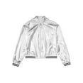 thumbnail image 5 of IEFIEL Girls Boys Metallic Bomber Jacket Juniors Long Sleeve Bronzing Coat Outerwear for Hip Hop Jazz Dance Silver-B 12, 5 of 7