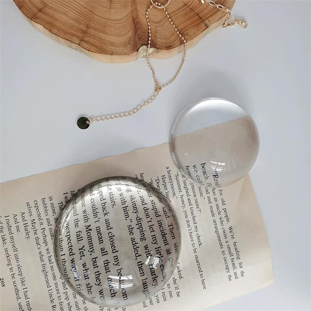 2 Pcs 2 Styles Dome Magnifier Paperweight Glass Magnifying Half Ball Lens for Home Office Dispalay Decorations Reading 57x26mm/77x36mm for DIY