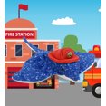 thumbnail image 5 of DolliBu Wild Spotted Blue Ray Firefighter Stuffed Animal - Wild Collection Blue Ray Fireman Toy with Red Fireman Hat Outfit, Ocean Life Animal Fire Fighter Doll Plush Toy for Kids and Adults- 17 Inch, 5 of 7