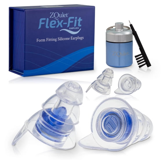 ZQuiet Earplugs, Noise Reduction Earplugs for Sleep, Work, Concerts & Travel, Soft Silicone Material, Includes 2 Sizes, Premium Gift Box & Storage Case