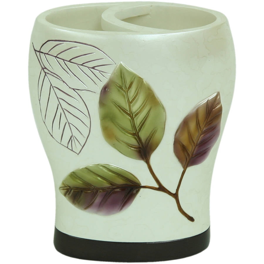 Bacova Guild Purple Leaves Wide Opening Resin Iridescent Toothbrush Holder by Bacova Guild LTD