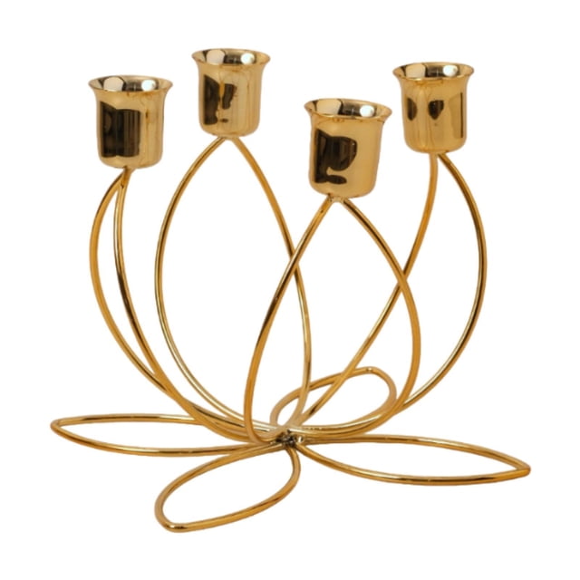 Candelabro de hierro, candelabro elegante, centro de mesa, accesorios para fotos, candelabro cónico para festivales con chimenea Para 4 velas
