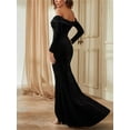 thumbnail image 3 of EIMELI Femmes Rétro Velours Robe Cocktail Manches Longues Décolleté Plissé Bodycon Parti Swing Robe, 3 of 6