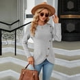 thumbnail image 5 of SWSMCLT Women's Soft Pullover Sweaters Long Sleeve Top Knit Tshirt Button Lightweight Dressy Sweater Asymmetric Fall Fashion Light Grey Small, 5 of 5