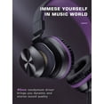thumbnail image 3 of Kid Odyssey Wired Headphones with Microphone, Foldable On-Ear Headphones with 1.5M Tangle-Free Cord, Portable Lightweight Stereo Wired Headphones for Phone/Tablet/Pad/Laptop/Computer, Black and Purple, 3 of 7