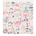 thumbnail image 2 of Ambesonne Video Games Shower Curtain, Monochrome Gaming 90s, 69"Wx84"L, Pale Pink, 2 of 4