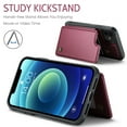 thumbnail image 3 of Mantto Case for iPhone 12/iPhone 12 Pro with Card Holder, Retro PU Leather RFID Blocking Credit Card Slots Double Magnetic Clasp Flip Kickstand Shockproof Phone Cover for iPhone 12/12 Pro,Winered, 3 of 9
