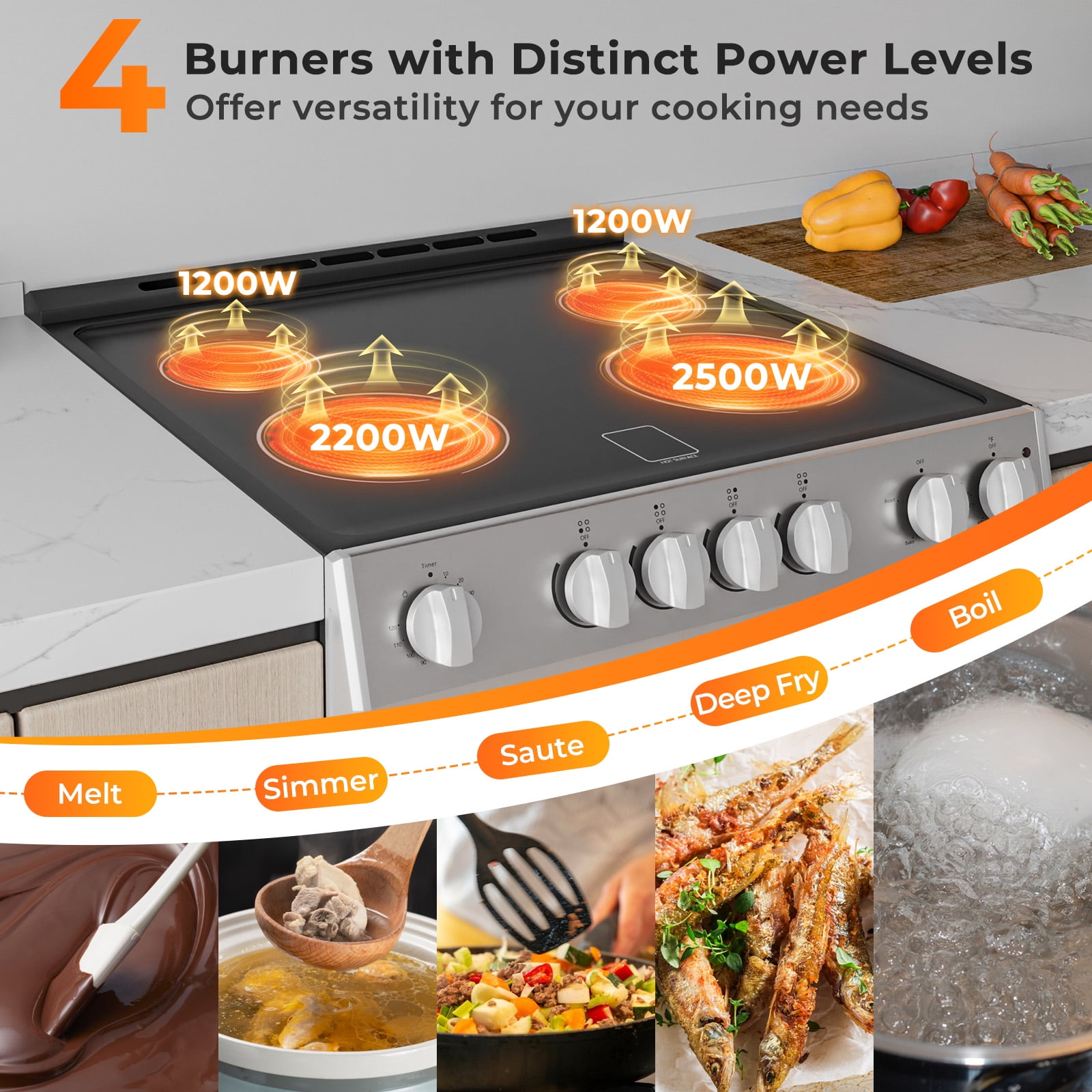 Costway Electric Range 30" Freestanding & Slide-in Kitchen Stove with Cooking Modes