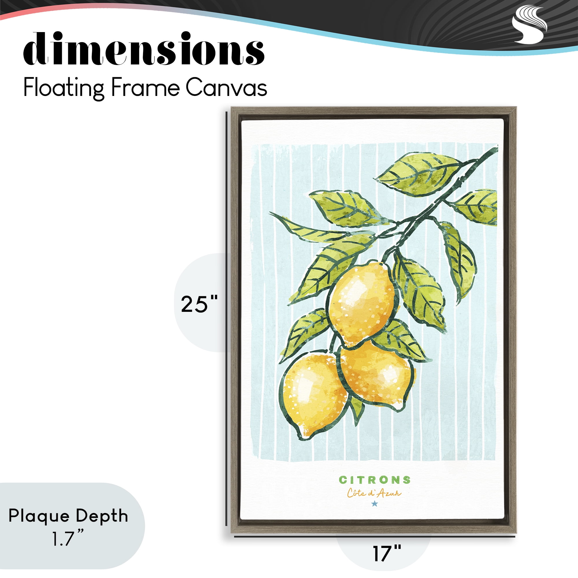 Stupell Industries Modern Bistro Lemons Brown Framed Floater Canvas Wall Art, design by Chad Barrett