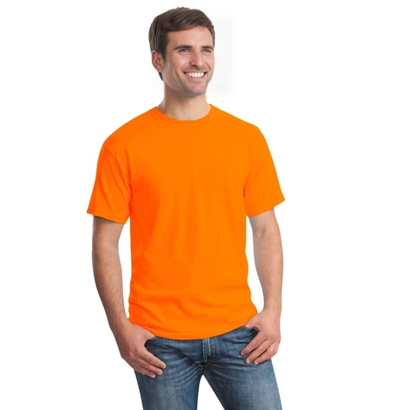 Gildan High Visibility Short Sleeve Safety T-Shirt for Men Hi Vis Reflective Work Shirts (Safety Orange, 4XL)