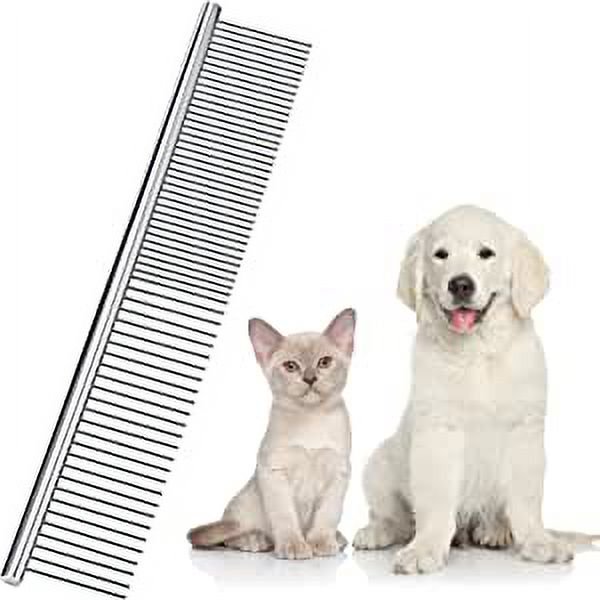 Peine para mascotas, peine para perros de dientes redondos de acero inoxidable para perros y gatos con pelo enredado (19 x 3,5 cm) Sincero Electrónica