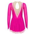 thumbnail image 2 of Zaldita Girls Long Sleeve Color Block Ballet Ice Skating Dress Sheer Mesh Ruffle Hem Dress Ballroom Hot Pink 10, 2 of 7