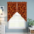 thumbnail image 6 of Swag Curtains Valances for Windows, Fall Maple Leaf Short Kitchen Window Curtains Over Sink, Thanksgiving Orange Black Plaid Cafe Curtains Panel Set Of 2,Rod Pocket, 36 Inches Length, 6 of 9