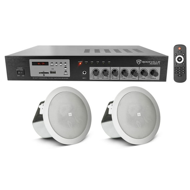 2) JBL 3" 15w 70v InCeiling Speakers+Bluetooth Receiver For Restaurant