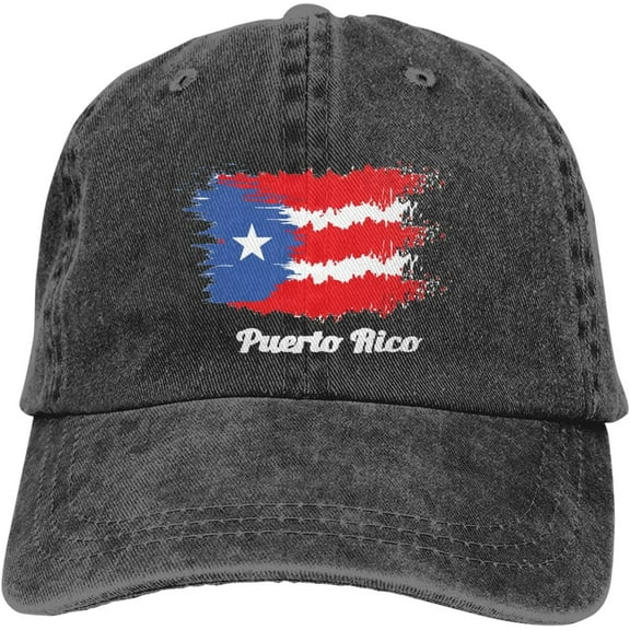 Puerto Rico Hat Distressed Cotton Washed Baseball Cap Black Cowboy Denim Hats Unisex Adjustable
