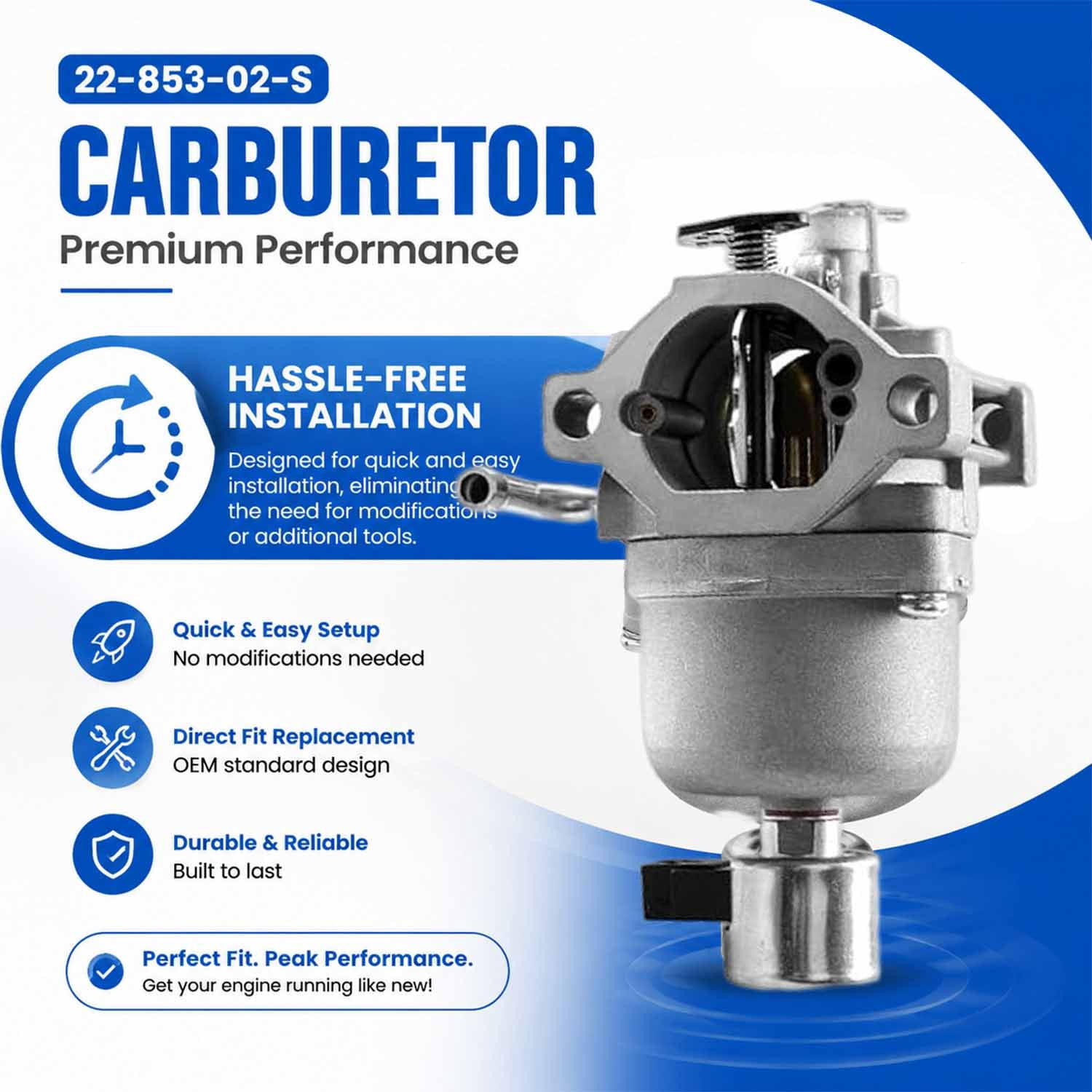 22-853-02-S Carburetor Compatible with Kohler Series Engines KS540-3011 KS530-3012 S540-3014 KS590-3011 KS595-3018,Replace Part Number KH-22-853-02-S Lawn Mower Engines Carb