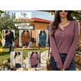 thumbnail image 4 of Mengpipi Women’s Henley Tops Fall Spring Long Sleeve Button Neck Waffle Knit Casual Lightweight Pullover Shirts S-2XL, 4 of 7