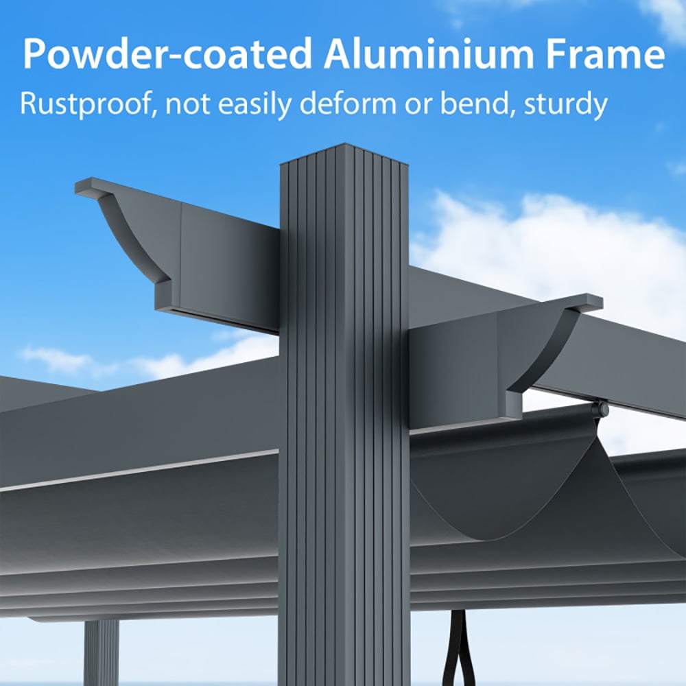 Aimee Lii 10 x 13 Feet Outdoor Aluminum Retractable Pergola Canopy Shelter, Backyard Canopy Gazebo for Party Camping BBQ Events, Gray Aimee Lii 10 x 13 Feet Outdoor Aluminum Retractable Pergola Canopy Shelter, Backyard Canopy Gazebo for Party Camping BBQ Events, Gray