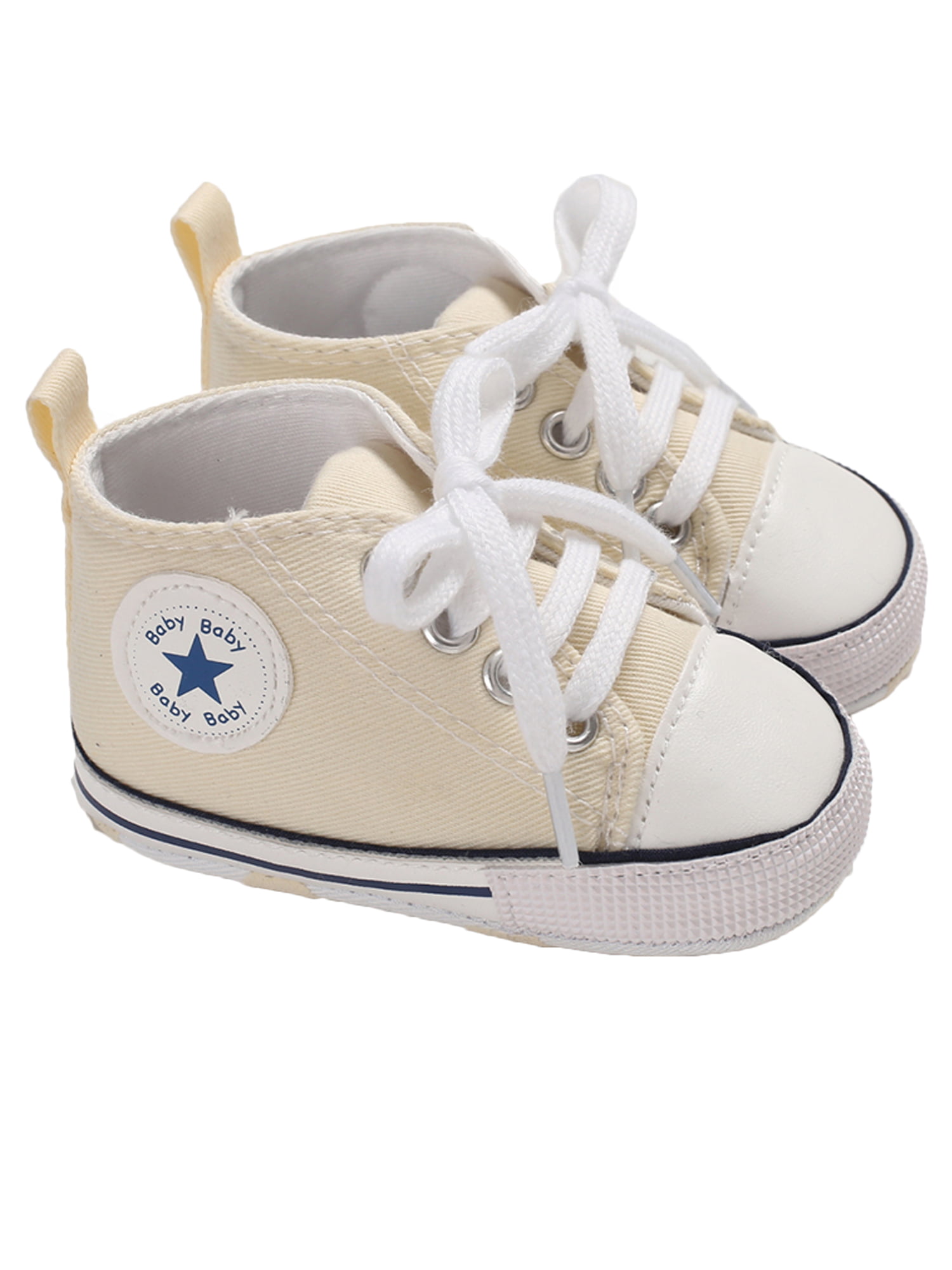 Newborn Baby Boys Girls Canvas Crib Shoes Soft Sole Prewalker Anti-slip Sneakers 