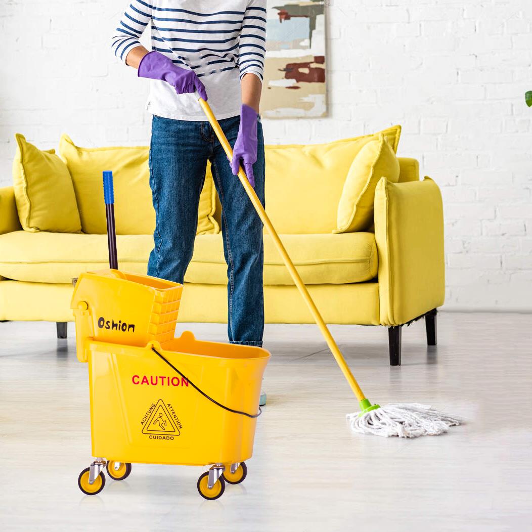 Oshion Commercial Mop Bucket, SidePress Wringer Combo, 34 Quart