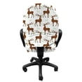 thumbnail image 3 of Nature Office Chair Slipcover, Pattern of Repetitive Deer Silhouettes Wildlife Forest Themed Animal Art, Stretch Decorative Fabric Cover, Standard Size, Umber Pale Green White, by Ambesonne, 3 of 5