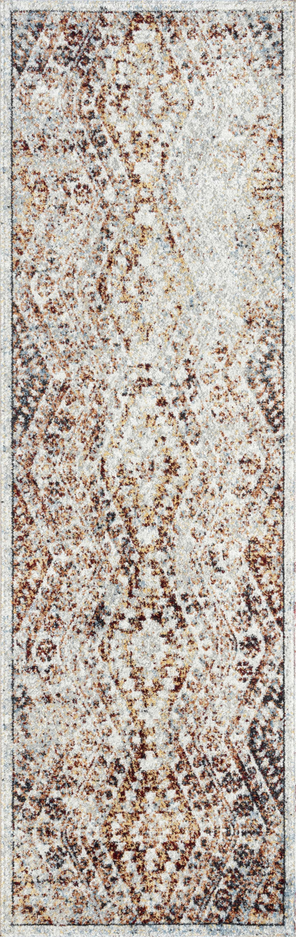 Contemporary 2x8 Area Rug (2'3'' x 7'3'') Diamond Rust, Rust Indoor Runner Easy to Clean