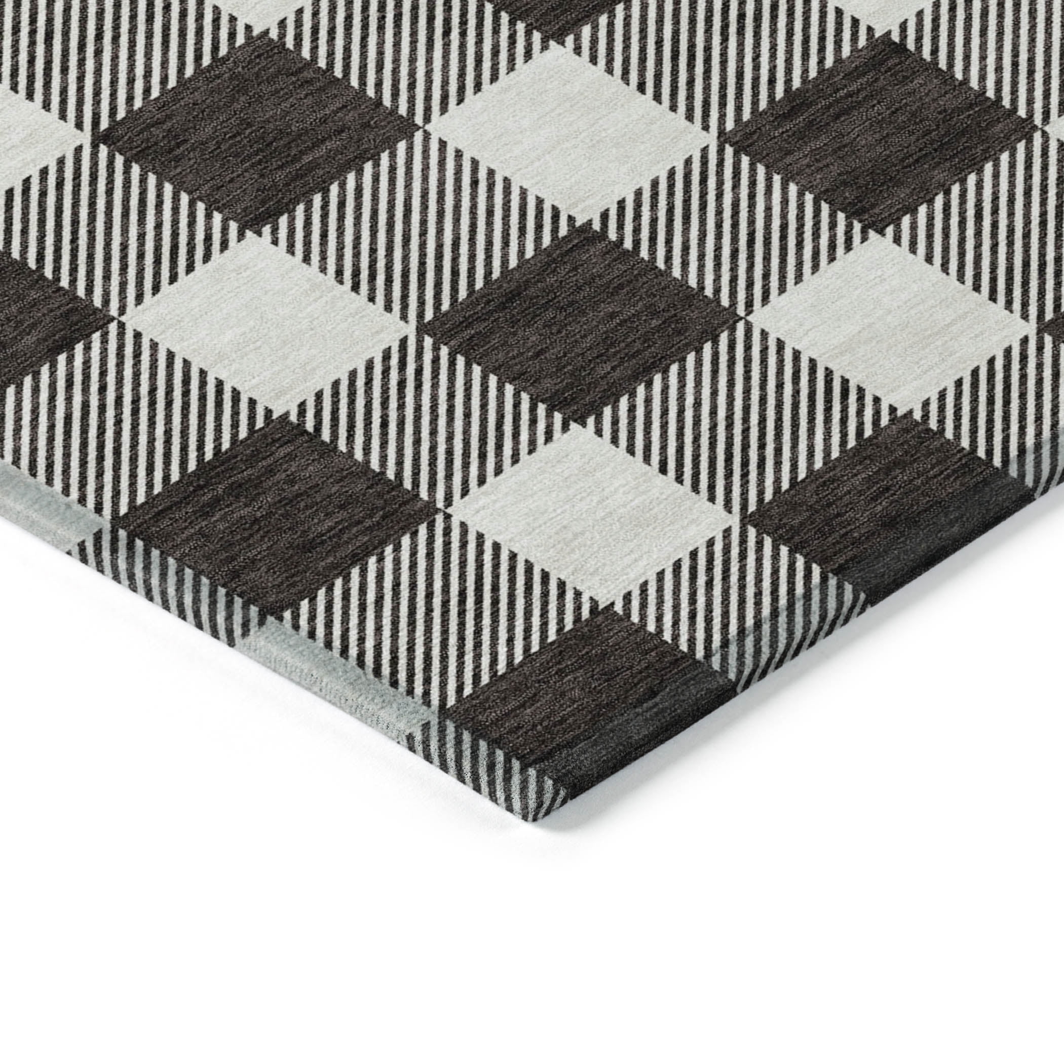 Addison Rugs Chantille Indoor/Outdoor Transitional Plaid Black Washable Rectangle Rug, 2'6" x 3'10"
