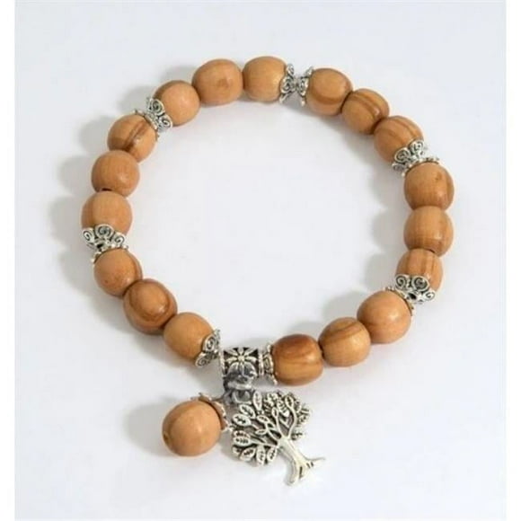Holy Land Gifts 253856 Tree of Life Olive Wood Bead Bracelet - No.9818