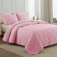 thumbnail image 2 of Whale Flotilla Soft Queen Quilt Bedding Set for All Seasons, Vintage Damask Ultrasonic Full Size Quilts Set, Lightweight Reversible Bedspread, Coverlet, Bed Cover with 2 Pillow Shams, Pink, 2 of 7