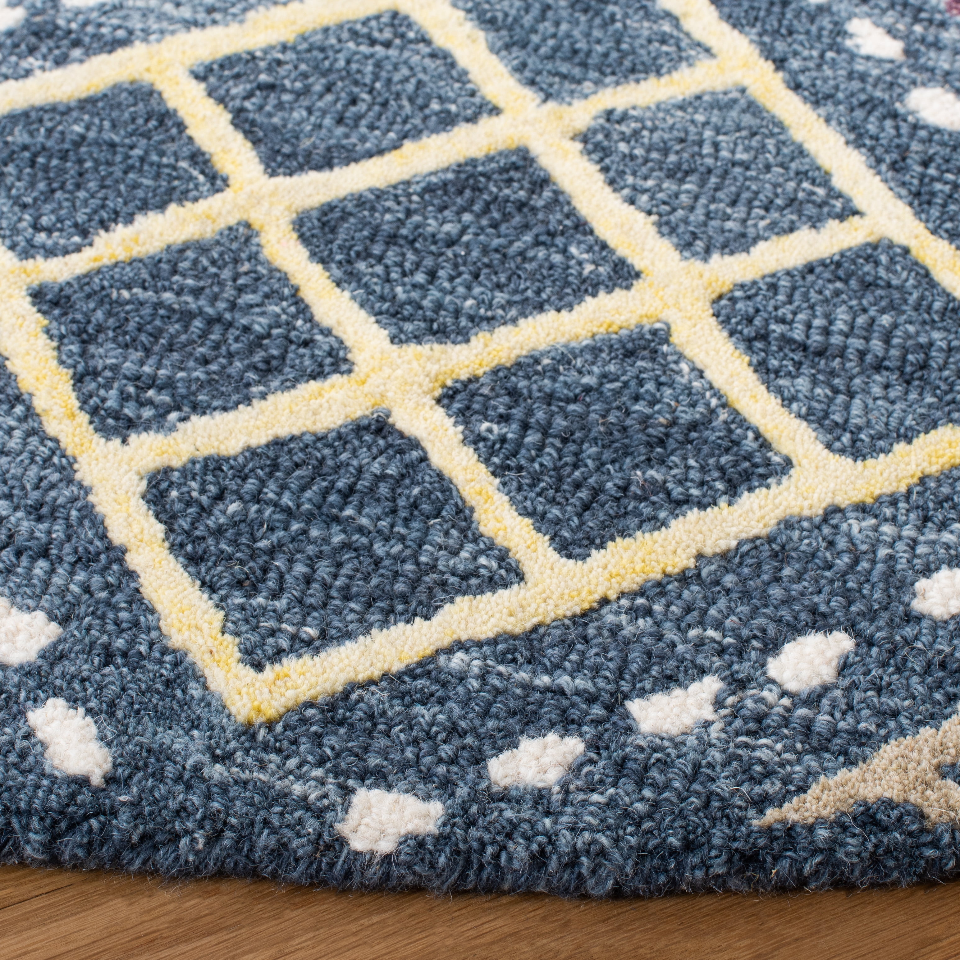 SAFAVIEH Metro Kaylee Geometric Area Rug, Blue/Yellow, 6' x 6' Round