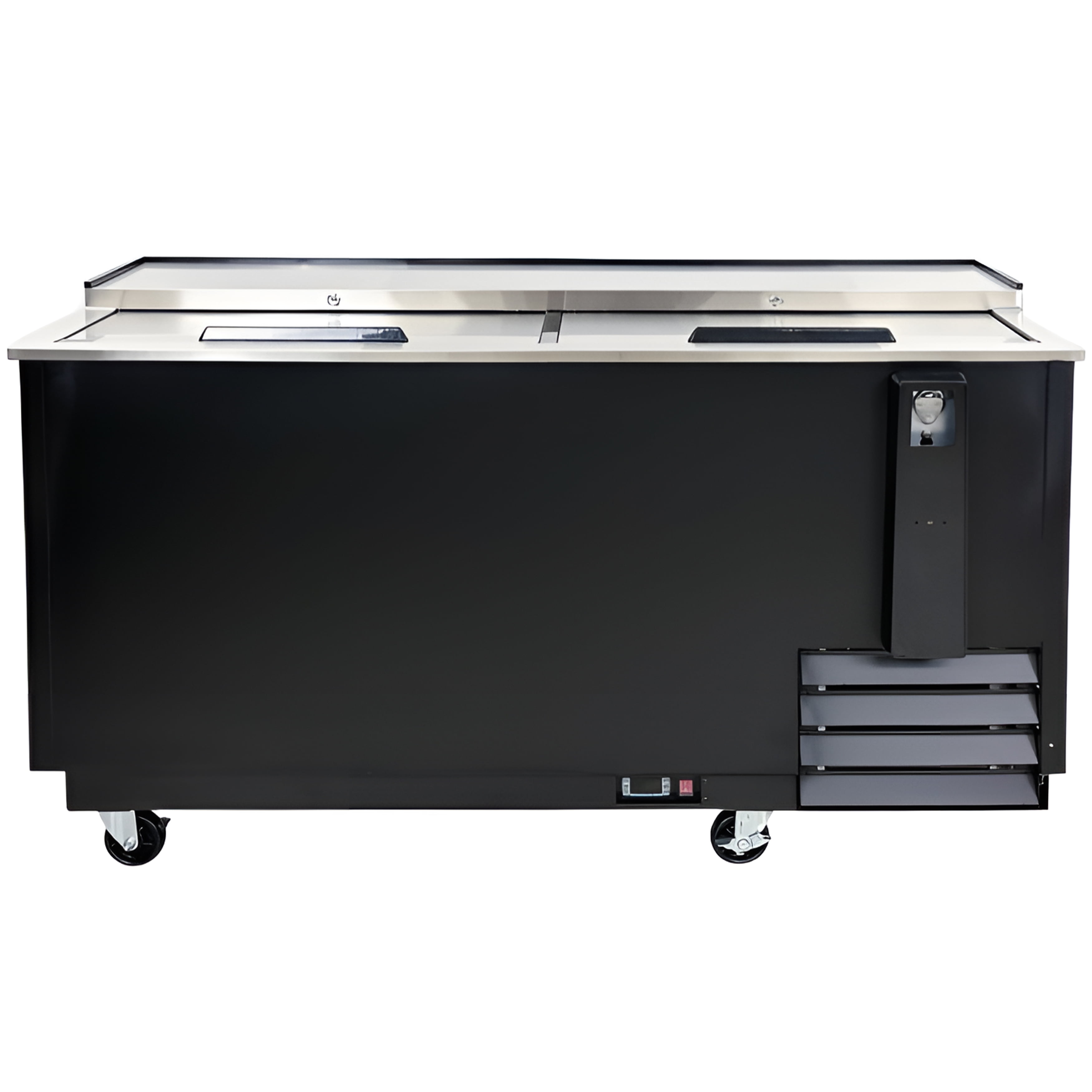 NSF 65 in. Commercial Back Bar Horizontal Beer Bottle Cooler 19 Cu.Ft.Wine Cooler in Black, Top Loading Sliding Door