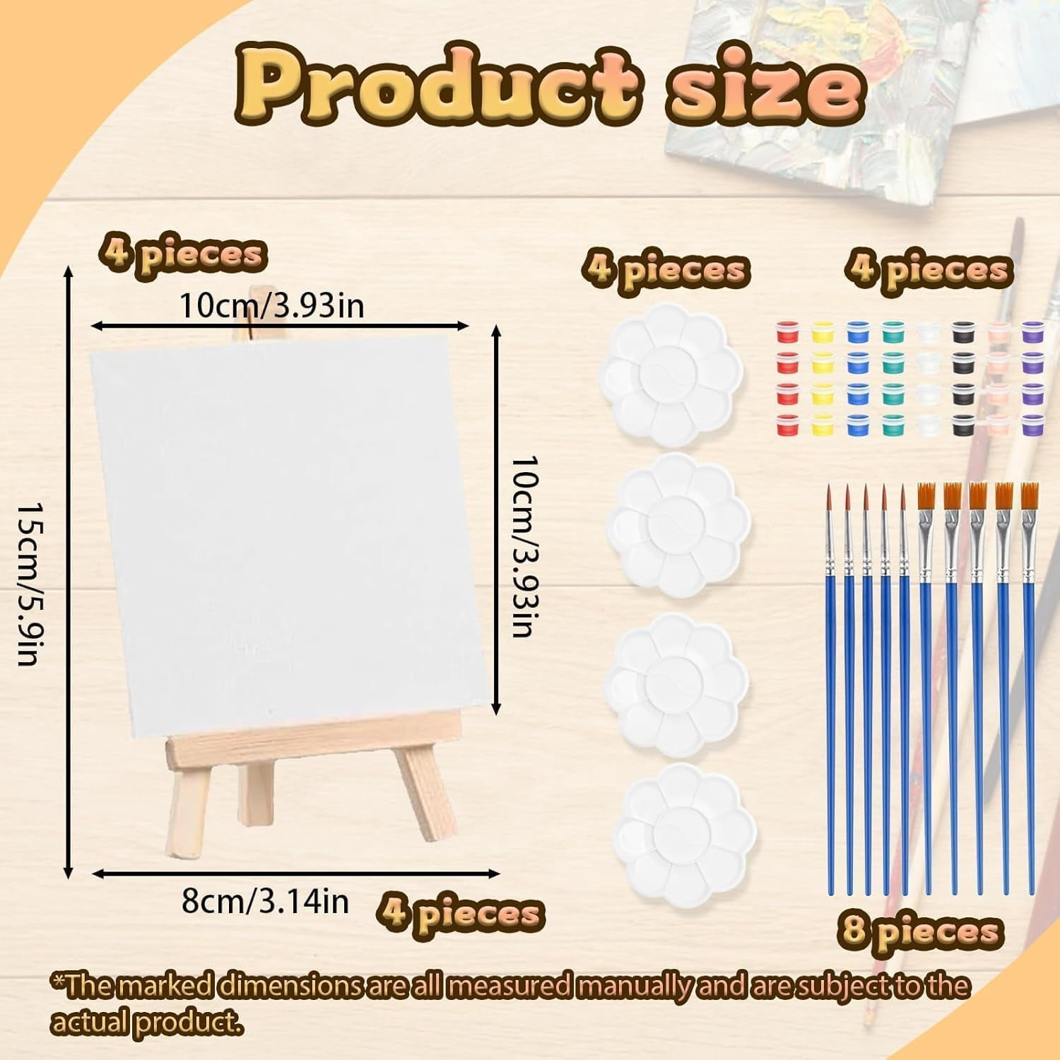 Sip and Paint Kit, 24-Piece Toddler Painting Set with Mini Canvas Suitable for Adults and Kids, Creative Art Projects Suitable for Family Activities and Gifting