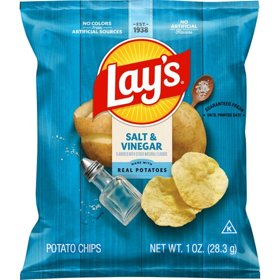 Lay's Salt & Vinegar Flavored Potato Chips Snack Chips, 1oz Bag
