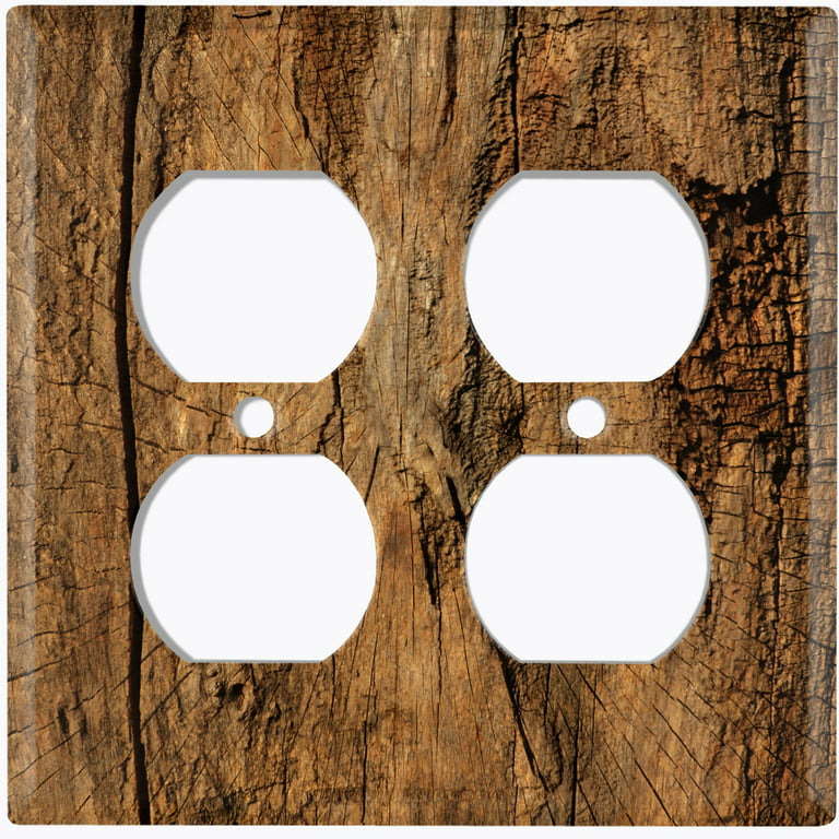 Metal Light Switch Plate Outlet Cover Wood Tree Grain Wallpaper WOD004 