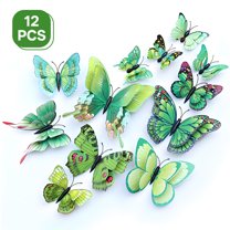 CCOCC 12Pcs Butterfly Wall Decor,Quick Decor Setup 3D Wall Art,Multi-Scene Versatility Butterfly Stickers,Green