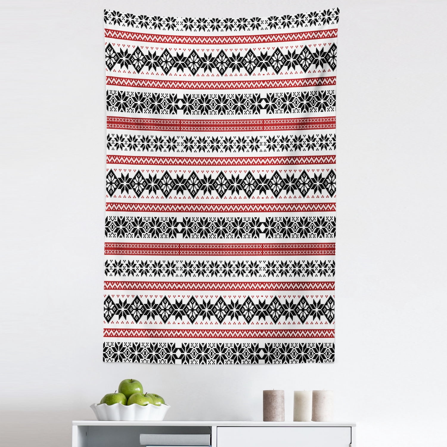 Nordic Tapestry, Scandinavian Style Norwegian Ornamental Winter Motif ...