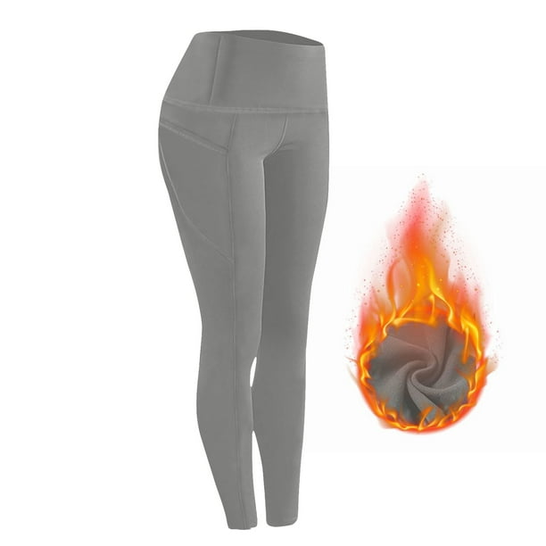 MKLEKYY Leggings deportivos para mujer, primavera y otoño invierno, color sólido, terciopelo, deportivos, fitness, gruesos, cálidos, con bolsillos laterales dobles, pantalones de yoga elásticos