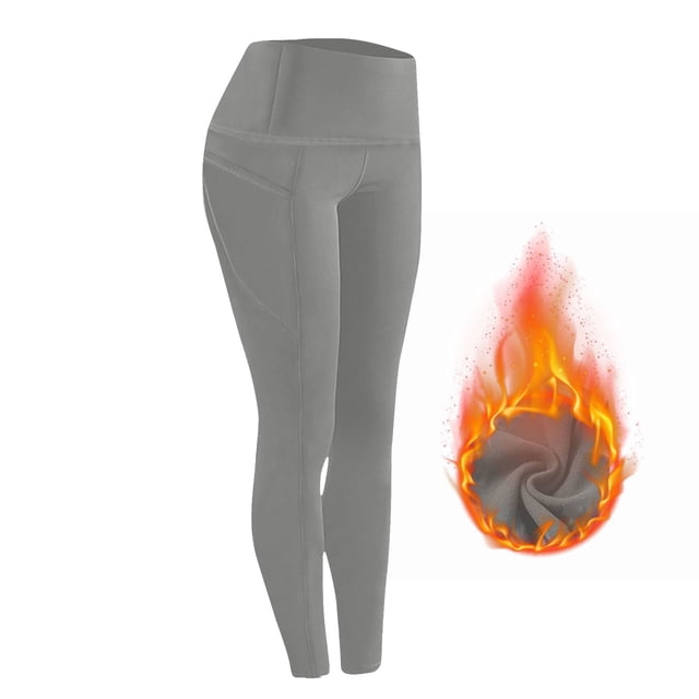 MKLEKYY Leggings deportivos para mujer, primavera y otoño invierno, color sólido, terciopelo, deportivos, fitness, gruesos, cálidos, con bolsillos laterales dobles, pantalones de yoga elásticos